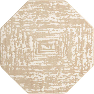 White Bone 5' 3 x 5' 3 Hermitage Octagon Area Rug 55% Polypropylene & 45% Polyester Easy Clean Stain-Resistant Carpet for Living, Office, Dorm Rooms for Sale at Rug Engine