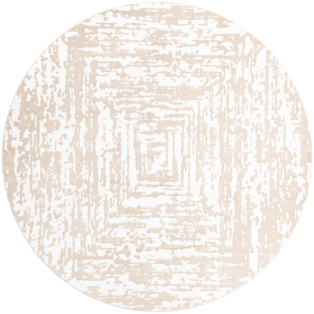 White Bone 10' 8 x 10' 8 Hermitage Round Area Rug 55% Polypropylene & 45% Polyester Easy Clean Stain-Resistant Carpet for Living, Office, Dorm Rooms for Sale at Rug Engine