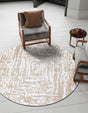 White Bone 7' 10 x 7' 10 Hermitage Round Area Rug 55% Polypropylene & 45% Polyester Easy Clean Stain-Resistant Carpet for Living, Office, Dorm Rooms for Sale at Rug Engine