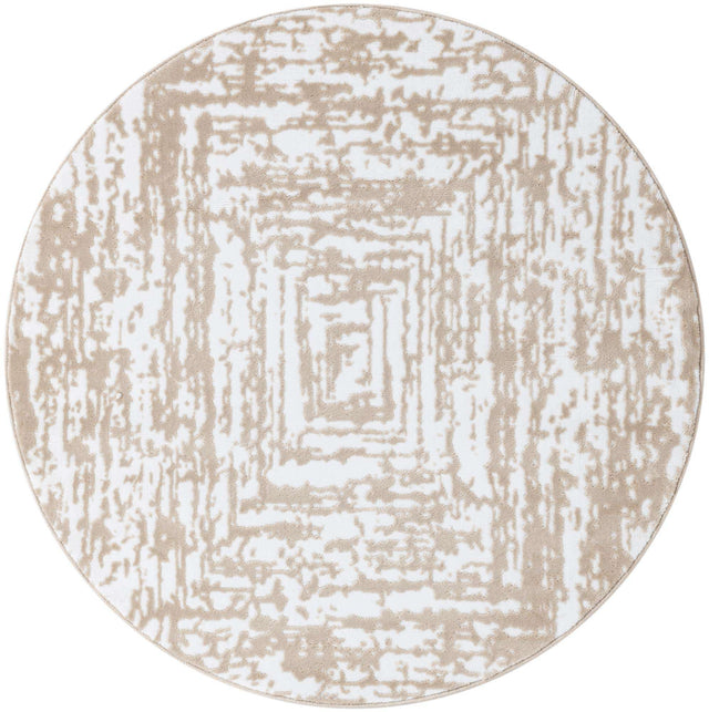White Bone 6' x 6' Hermitage Round Area Rug 55% Polypropylene & 45% Polyester Easy Clean Stain-Resistant Carpet for Living, Office, Dorm Rooms for Sale at Rug Engine