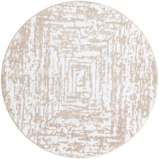 White Bone 4' x 4' Hermitage Round Area Rug 55% Polypropylene & 45% Polyester Easy Clean Stain-Resistant Carpet for Living, Office, Dorm Rooms for Sale at Rug Engine
