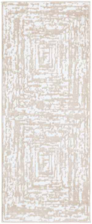 White Bone 2' x 5' Hermitage Runner Area Rug 55% Polypropylene & 45% Polyester Easy Clean Stain-Resistant Carpet for Living, Office, Dorm Rooms for Sale at Rug Engine