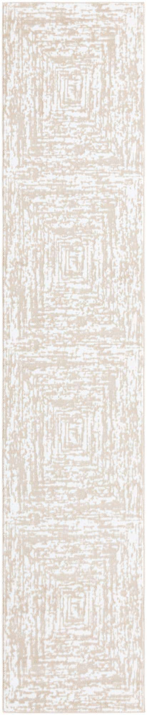 White Bone 2' 6 x 13' Hermitage Runner Area Rug 55% Polypropylene & 45% Polyester Easy Clean Stain-Resistant Carpet for Living, Office, Dorm Rooms for Sale at Rug Engine