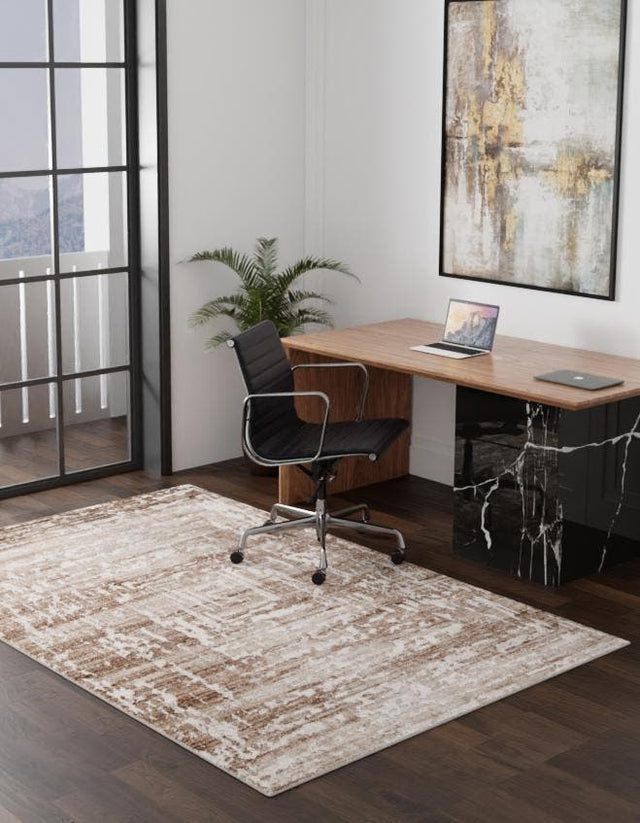 Chocolate Brown 7' 10 x 11' 6 Hermitage Rectangle Area Rug 55% Polypropylene & 45% Polyester Easy Clean Stain-Resistant Carpet for Living, Office, Dorm Rooms for Sale at Rug Engine