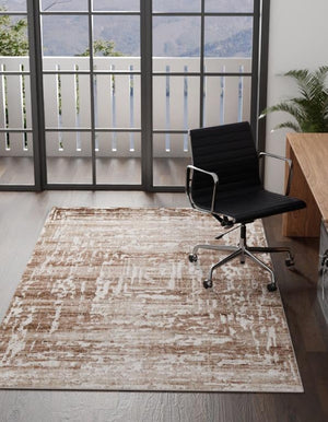 Chocolate Brown 5' 3 x 8' Hermitage Rectangle Area Rug 55% Polypropylene & 45% Polyester Easy Clean Stain-Resistant Carpet for Living, Office, Dorm Rooms for Sale at Rug Engine