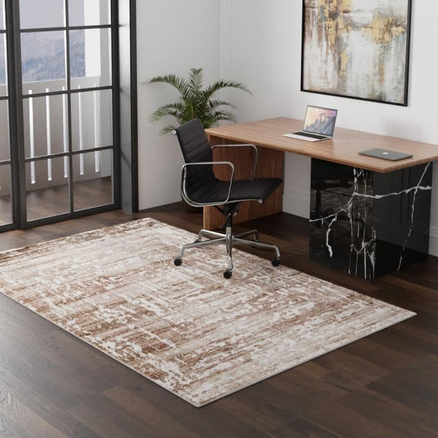 Chocolate Brown 7' 10 x 11' 6 Hermitage Rectangle Area Rug 55% Polypropylene & 45% Polyester Easy Clean Stain-Resistant Carpet for Living, Office, Dorm Rooms for Sale at Rug Engine