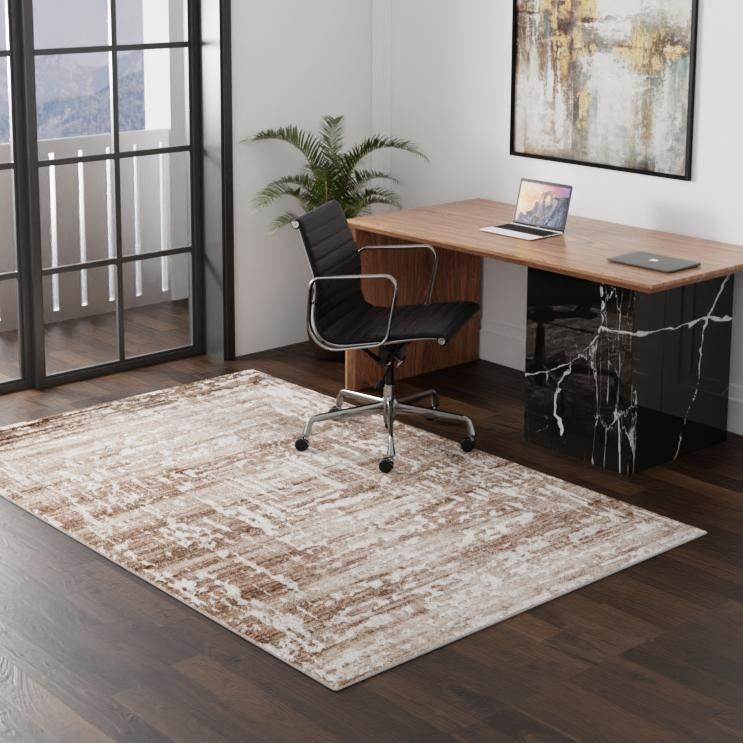 Chocolate Brown 3' 3 x 5' 3 Hermitage Rectangle Area Rug 55% Polypropylene & 45% Polyester Easy Clean Stain-Resistant Carpet for Living, Office, Dorm Rooms for Sale at Rug Engine