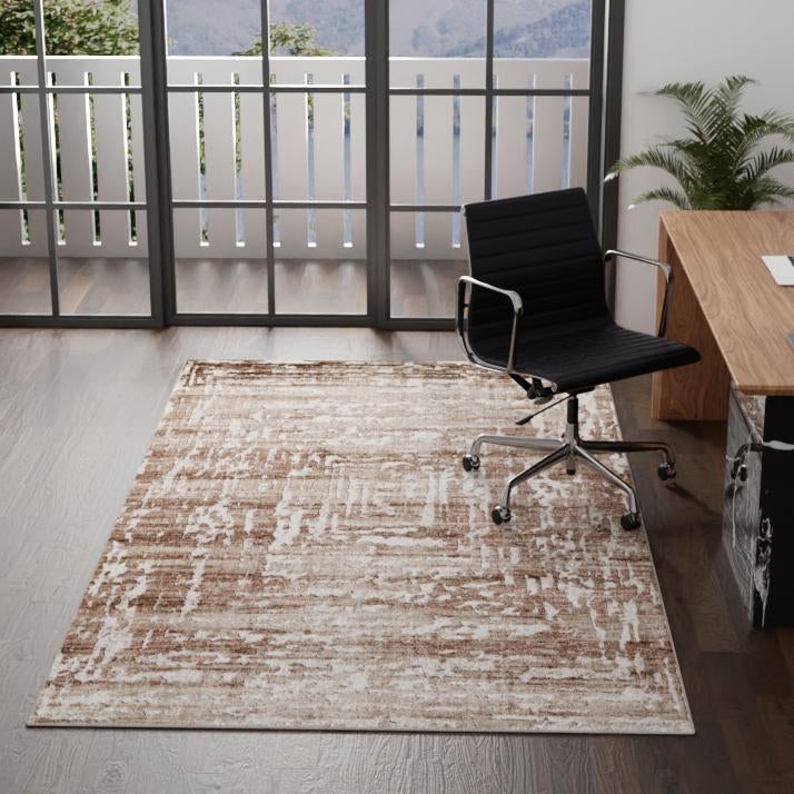 Chocolate Brown 5' 3 x 8' Hermitage Rectangle Area Rug 55% Polypropylene & 45% Polyester Easy Clean Stain-Resistant Carpet for Living, Office, Dorm Rooms for Sale at Rug Engine