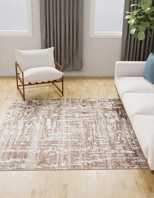 Chocolate Brown 3' 3 x 3' 3 Hermitage Square Area Rug 55% Polypropylene & 45% Polyester Easy Clean Stain-Resistant Carpet for Living, Office, Dorm Rooms for Sale at Rug Engine
