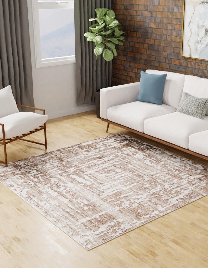 Chocolate Brown 3' 3 x 3' 3 Hermitage Square Area Rug 55% Polypropylene & 45% Polyester Easy Clean Stain-Resistant Carpet for Living, Office, Dorm Rooms for Sale at Rug Engine