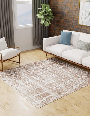 Chocolate Brown 3' 3 x 3' 3 Hermitage Square Area Rug 55% Polypropylene & 45% Polyester Easy Clean Stain-Resistant Carpet for Living, Office, Dorm Rooms for Sale at Rug Engine