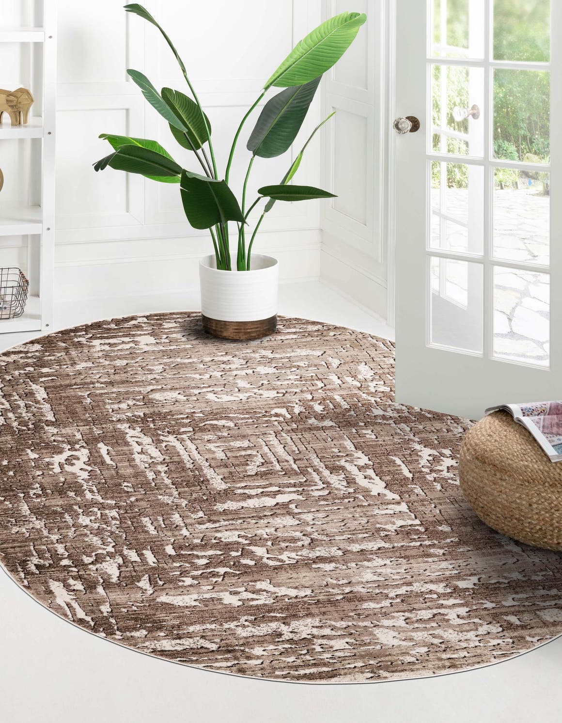 Chocolate Brown 7' x 10' Hermitage Oval Area Rug 55% Polypropylene & 45% Polyester Easy Clean Stain-Resistant Carpet for Living, Office, Dorm Rooms for Sale at Rug Engine