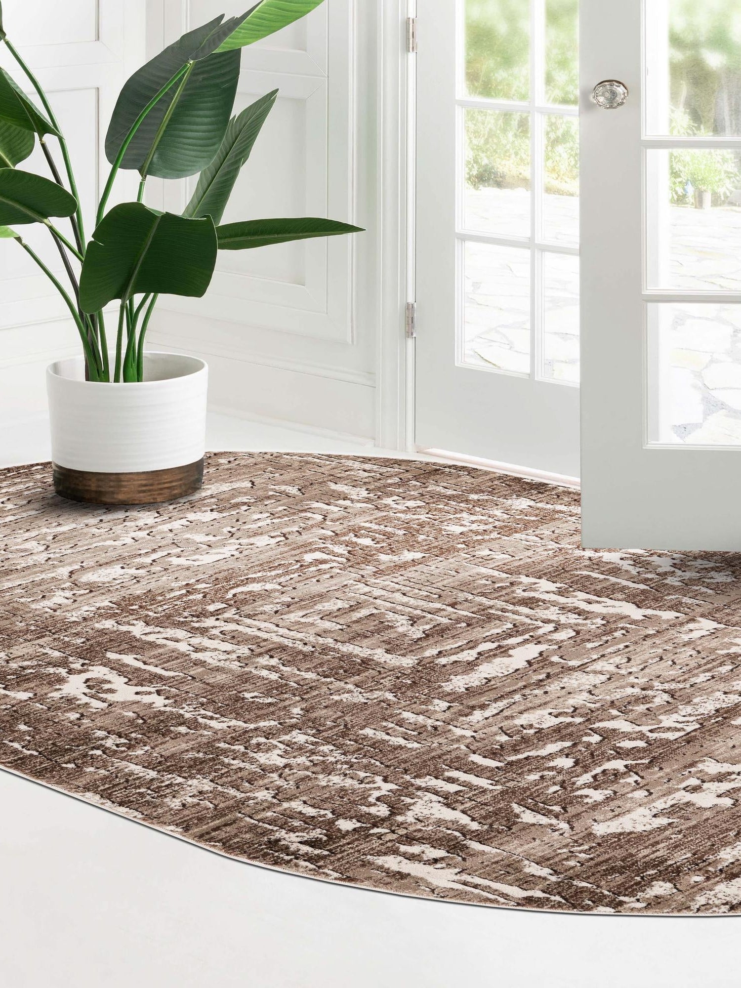 Chocolate Brown 7' x 10' Hermitage Oval Area Rug 55% Polypropylene & 45% Polyester Easy Clean Stain-Resistant Carpet for Living, Office, Dorm Rooms for Sale at Rug Engine