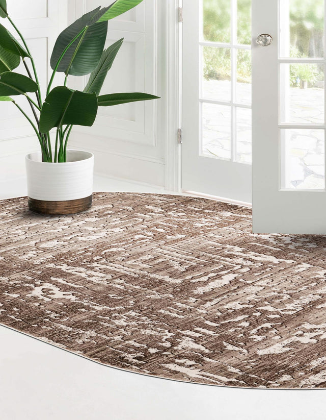 Chocolate Brown 7' x 10' Hermitage Oval Area Rug 55% Polypropylene & 45% Polyester Easy Clean Stain-Resistant Carpet for Living, Office, Dorm Rooms for Sale at Rug Engine