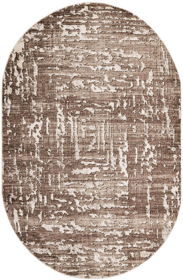 Chocolate Brown 5' 3 x 8' Hermitage Oval Area Rug 55% Polypropylene & 45% Polyester Easy Clean Stain-Resistant Carpet for Living, Office, Dorm Rooms for Sale at Rug Engine