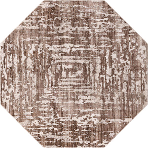 Chocolate Brown 7' 10 x 7' 10 Hermitage Octagon Area Rug 55% Polypropylene & 45% Polyester Easy Clean Stain-Resistant Carpet for Living, Office, Dorm Rooms for Sale at Rug Engine