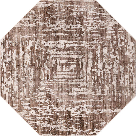 Chocolate Brown 7' 10 x 7' 10 Hermitage Octagon Area Rug 55% Polypropylene & 45% Polyester Easy Clean Stain-Resistant Carpet for Living, Office, Dorm Rooms for Sale at Rug Engine