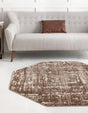 Chocolate Brown 7' 10 x 7' 10 Hermitage Octagon Area Rug 55% Polypropylene & 45% Polyester Easy Clean Stain-Resistant Carpet for Living, Office, Dorm Rooms for Sale at Rug Engine