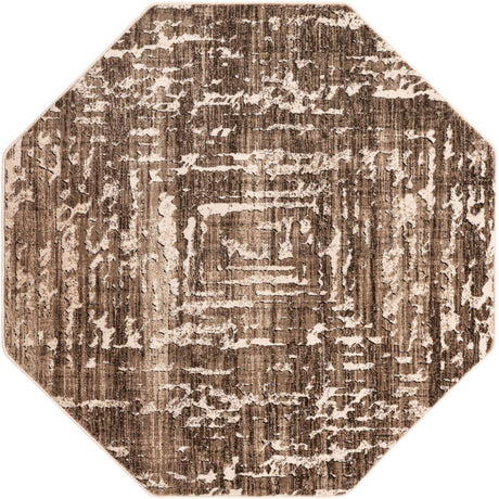 Chocolate Brown 5' 3 x 5' 3 Hermitage Octagon Area Rug 55% Polypropylene & 45% Polyester Easy Clean Stain-Resistant Carpet for Living, Office, Dorm Rooms for Sale at Rug Engine