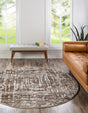 Chocolate Brown 6' x 6' Hermitage Round Area Rug 55% Polypropylene & 45% Polyester Easy Clean Stain-Resistant Carpet for Living, Office, Dorm Rooms for Sale at Rug Engine