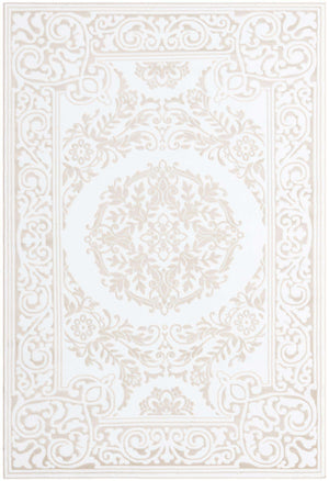 Snow White 6' 1 x 9' Hermitage Rectangle Area Rug 55% Polypropylene & 45% Polyester Easy Clean Stain-Resistant Carpet for Living, Office, Dorm Rooms for Sale at Rug Engine