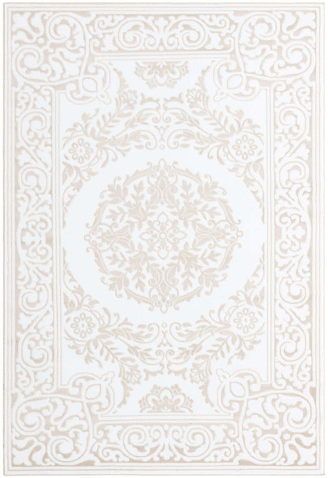 Snow White 6' 1 x 9' Hermitage Rectangle Area Rug 55% Polypropylene & 45% Polyester Easy Clean Stain-Resistant Carpet for Living, Office, Dorm Rooms for Sale at Rug Engine