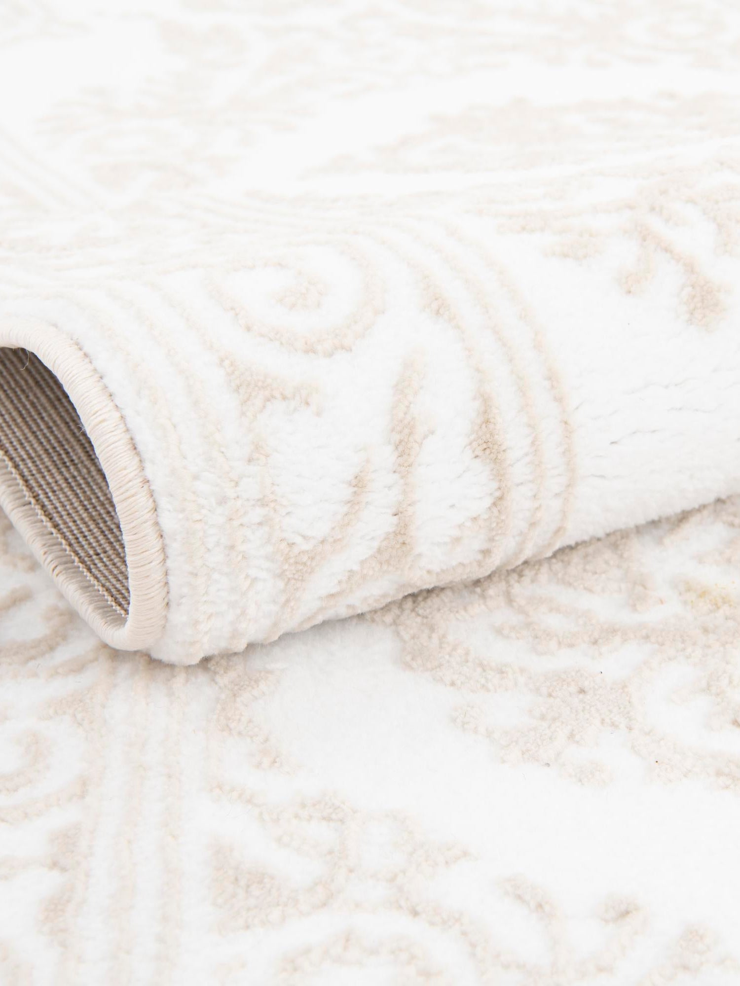 Snow White 6' 1 x 9' Hermitage Rectangle Area Rug 55% Polypropylene & 45% Polyester Easy Clean Stain-Resistant Carpet for Living, Office, Dorm Rooms for Sale at Rug Engine