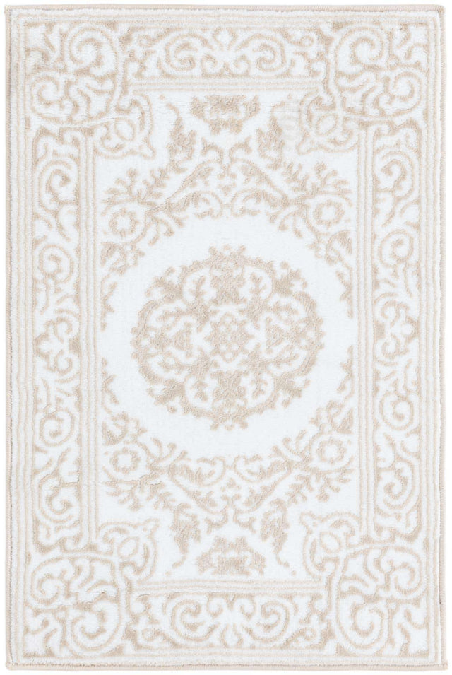 Snow White 2' x 3' Hermitage Rectangle Area Rug 55% Polypropylene & 45% Polyester Easy Clean Stain-Resistant Carpet for Living, Office, Dorm Rooms for Sale at Rug Engine