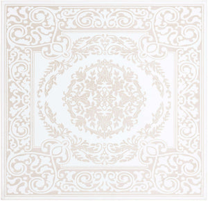 Snow White 10' 8 x 10' 8 Hermitage Square Area Rug 55% Polypropylene & 45% Polyester Easy Clean Stain-Resistant Carpet for Living, Office, Dorm Rooms for Sale at Rug Engine