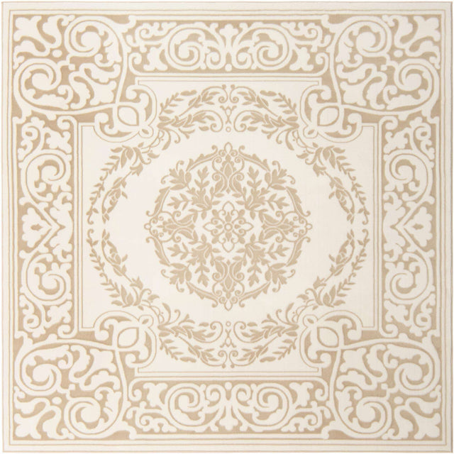 Snow White 7' 10 x 7' 10 Hermitage Square Area Rug 55% Polypropylene & 45% Polyester Easy Clean Stain-Resistant Carpet for Living, Office, Dorm Rooms for Sale at Rug Engine