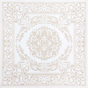 Snow White 6' x 6' Hermitage Square Area Rug 55% Polypropylene & 45% Polyester Easy Clean Stain-Resistant Carpet for Living, Office, Dorm Rooms for Sale at Rug Engine