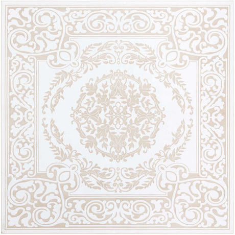 Snow White 6' x 6' Hermitage Square Area Rug 55% Polypropylene & 45% Polyester Easy Clean Stain-Resistant Carpet for Living, Office, Dorm Rooms for Sale at Rug Engine