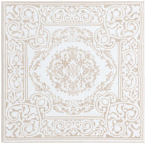 Snow White 3' 3 x 3' 3 Hermitage Square Area Rug 55% Polypropylene & 45% Polyester Easy Clean Stain-Resistant Carpet for Living, Office, Dorm Rooms for Sale at Rug Engine
