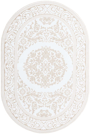 Snow White 5' 3 x 8' Hermitage Oval Area Rug 55% Polypropylene & 45% Polyester Easy Clean Stain-Resistant Carpet for Living, Office, Dorm Rooms for Sale at Rug Engine