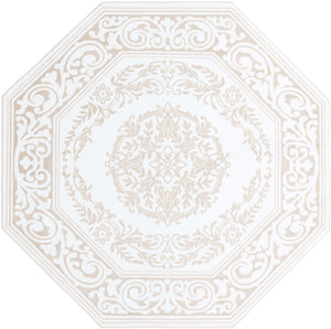 Snow White 7' 10 x 7' 10 Hermitage Octagon Area Rug 55% Polypropylene & 45% Polyester Easy Clean Stain-Resistant Carpet for Living, Office, Dorm Rooms for Sale at Rug Engine