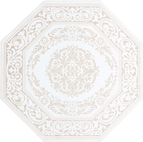 Snow White 7' 10 x 7' 10 Hermitage Octagon Area Rug 55% Polypropylene & 45% Polyester Easy Clean Stain-Resistant Carpet for Living, Office, Dorm Rooms for Sale at Rug Engine