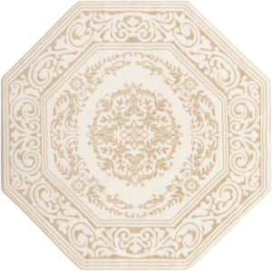 Snow White 5' 3 x 5' 3 Hermitage Octagon Area Rug 55% Polypropylene & 45% Polyester Easy Clean Stain-Resistant Carpet for Living, Office, Dorm Rooms for Sale at Rug Engine