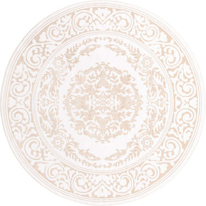 Snow White 10' 8 x 10' 8 Hermitage Round Area Rug 55% Polypropylene & 45% Polyester Easy Clean Stain-Resistant Carpet for Living, Office, Dorm Rooms for Sale at Rug Engine
