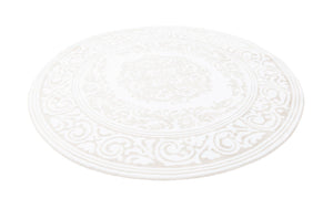 Snow White 6' x 6' Hermitage Round Area Rug 55% Polypropylene & 45% Polyester Easy Clean Stain-Resistant Carpet for Living, Office, Dorm Rooms for Sale at Rug Engine