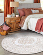 Snow White 4' x 4' Hermitage Round Area Rug 55% Polypropylene & 45% Polyester Easy Clean Stain-Resistant Carpet for Living, Office, Dorm Rooms for Sale at Rug Engine