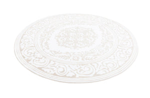 Snow White 6' x 6' Hermitage Round Area Rug 55% Polypropylene & 45% Polyester Easy Clean Stain-Resistant Carpet for Living, Office, Dorm Rooms for Sale at Rug Engine