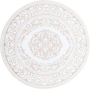 Snow White 6' x 6' Hermitage Round Area Rug 55% Polypropylene & 45% Polyester Easy Clean Stain-Resistant Carpet for Living, Office, Dorm Rooms for Sale at Rug Engine