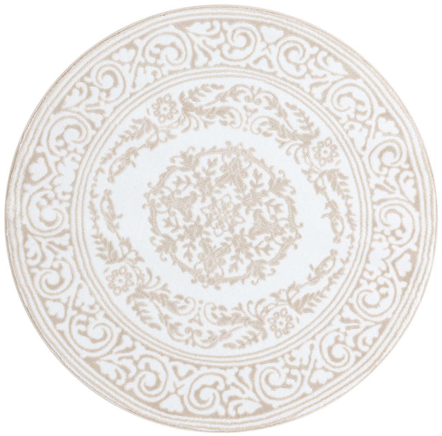 Snow White 4' x 4' Hermitage Round Area Rug 55% Polypropylene & 45% Polyester Easy Clean Stain-Resistant Carpet for Living, Office, Dorm Rooms for Sale at Rug Engine