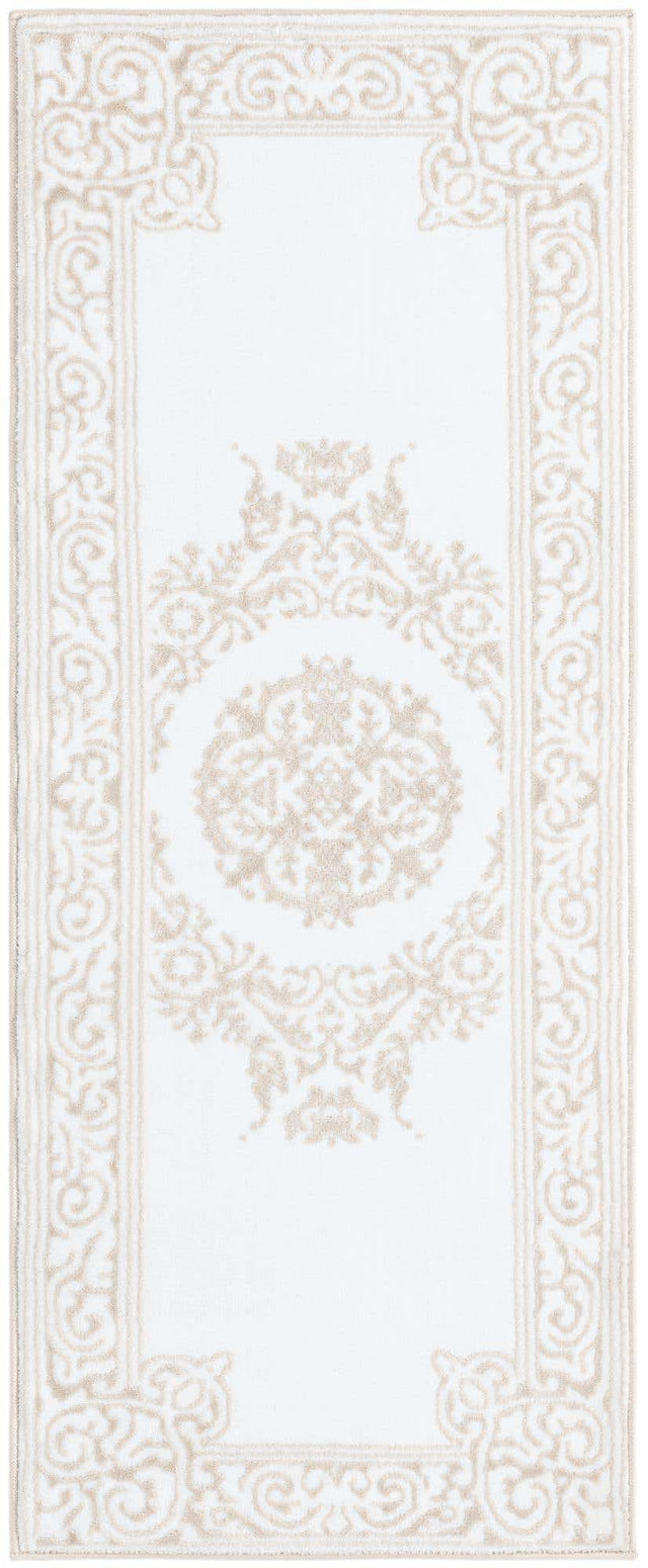Snow White 2' x 5' Hermitage Runner Area Rug 55% Polypropylene & 45% Polyester Easy Clean Stain-Resistant Carpet for Living, Office, Dorm Rooms for Sale at Rug Engine