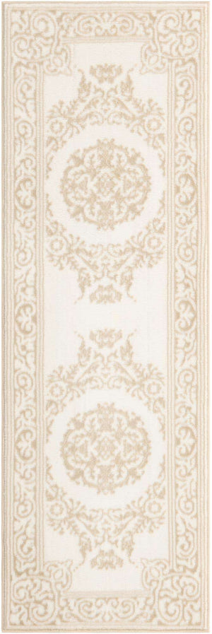 Snow White 2' x 6' Hermitage Runner Area Rug 55% Polypropylene & 45% Polyester Easy Clean Stain-Resistant Carpet for Living, Office, Dorm Rooms for Sale at Rug Engine