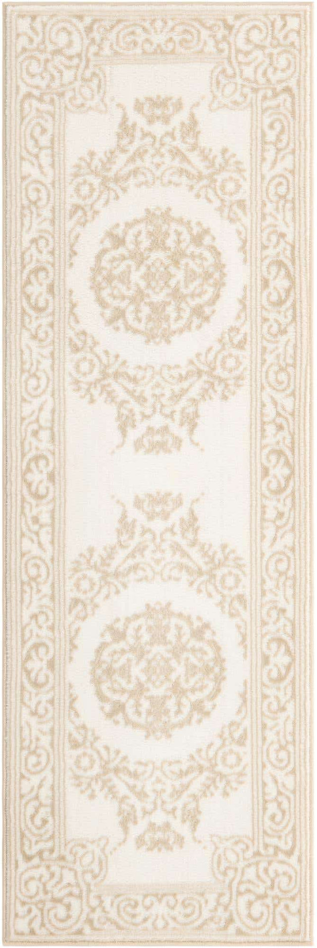 Snow White 2' x 6' Hermitage Runner Area Rug 55% Polypropylene & 45% Polyester Easy Clean Stain-Resistant Carpet for Living, Office, Dorm Rooms for Sale at Rug Engine