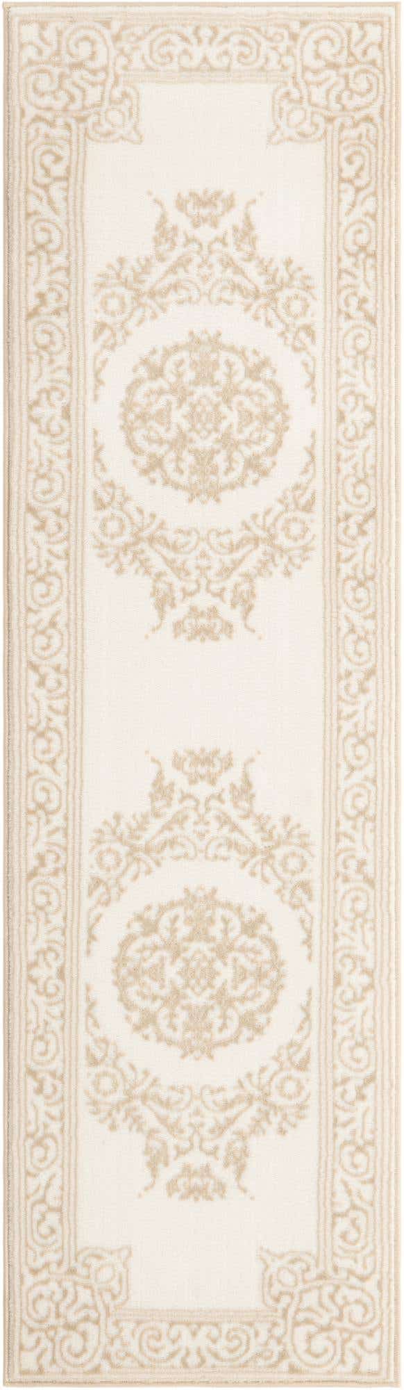 Snow White 2' x 7' Hermitage Runner Area Rug 55% Polypropylene & 45% Polyester Easy Clean Stain-Resistant Carpet for Living, Office, Dorm Rooms for Sale at Rug Engine