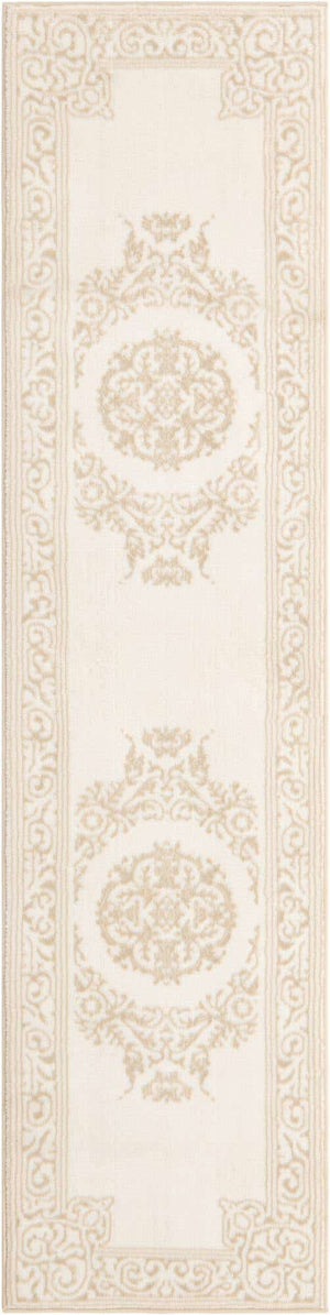 Snow White 2' x 8' Hermitage Runner Area Rug 55% Polypropylene & 45% Polyester Easy Clean Stain-Resistant Carpet for Living, Office, Dorm Rooms for Sale at Rug Engine