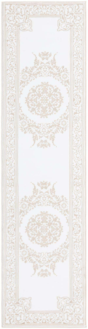 Snow White 2' 6 x 10' Hermitage Runner Area Rug 55% Polypropylene & 45% Polyester Easy Clean Stain-Resistant Carpet for Living, Office, Dorm Rooms for Sale at Rug Engine