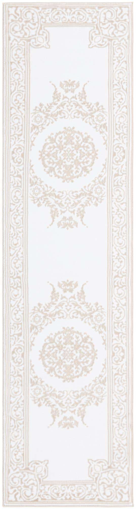 Snow White 2' 6 x 10' Hermitage Runner Area Rug 55% Polypropylene & 45% Polyester Easy Clean Stain-Resistant Carpet for Living, Office, Dorm Rooms for Sale at Rug Engine